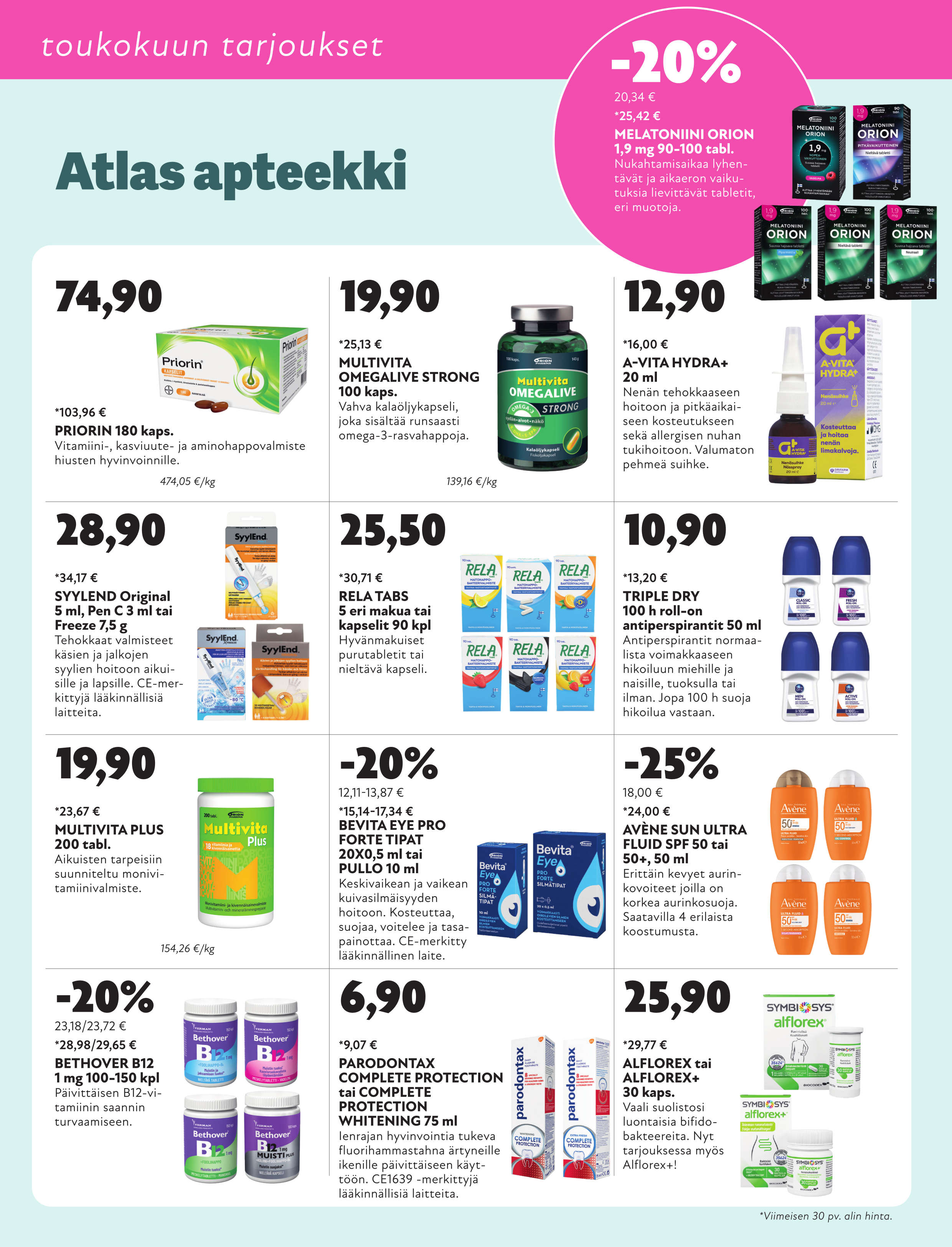 Atlas apteekin kuluvan kuukauden tarjoukset