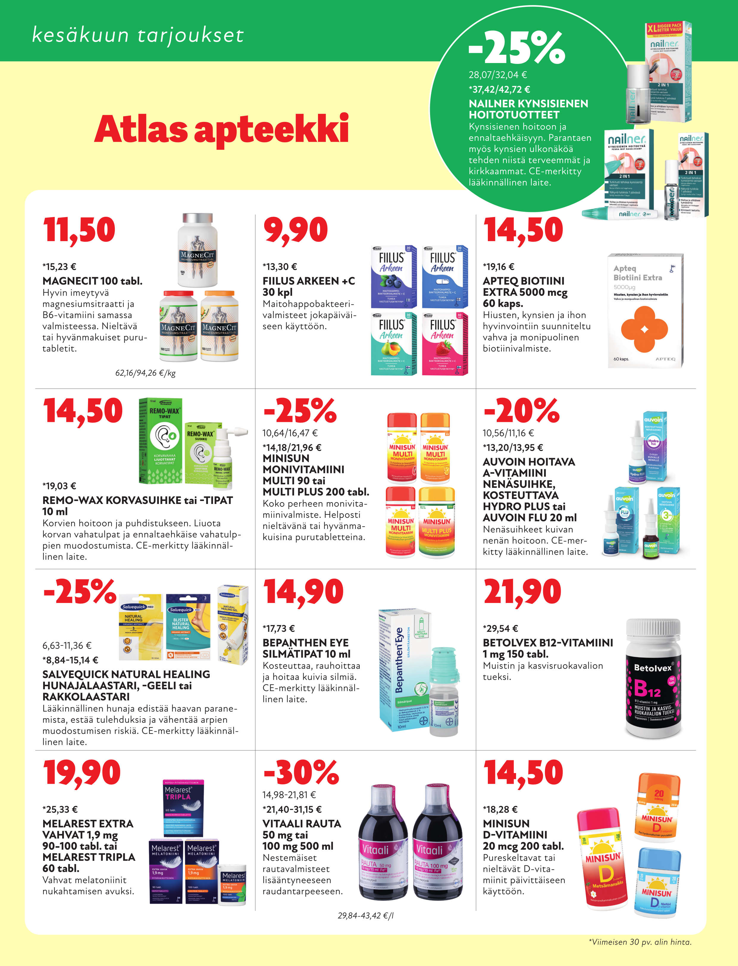 Atlas apteekin kuluvan kuukauden tarjoukset