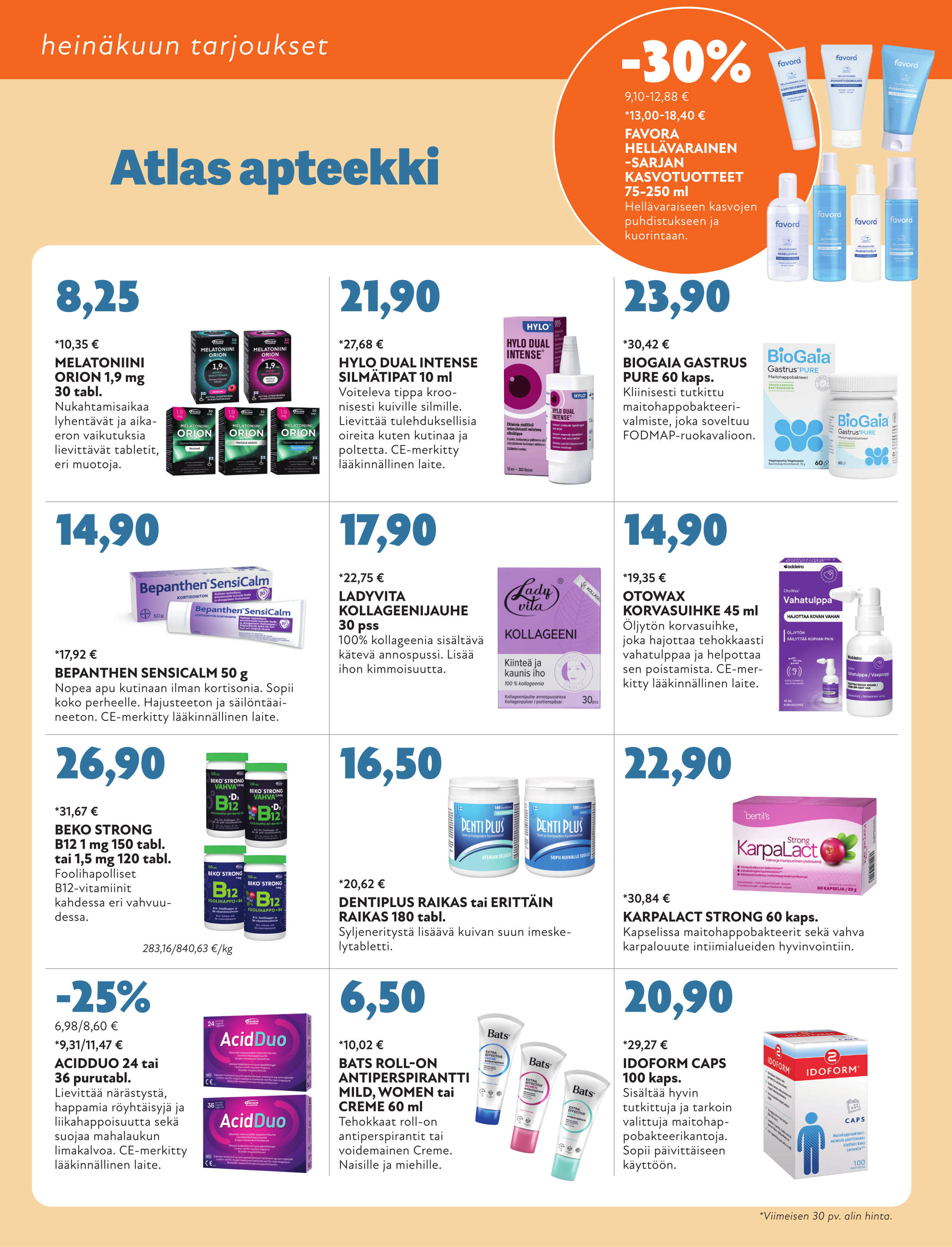 Atlas apteekin kuluvan kuukauden tarjoukset